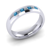 ETG65BT 3mm Channel Set Princess Cut Blue Topaz and Diamond Eternity Ring 43pts