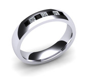 ETG65BD 3mm Channel Set Princess Cut Black and White Diamond Eternity Ring 43pts