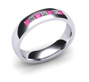 ETG65PD 3mm Channel Set Princess Cut Treated Pink Diamond and Diamond Eternity Ring 35pts