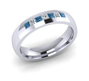 ETG65LD 3mm Channel Set Princess Cut Treated Blue Diamond and Diamond Eternity Ring 35pts