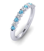 ETG100BT 3mm Claw Set Brilliant Cut Blue Topaz and Diamond Eternity Ring 62pts