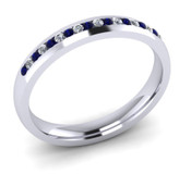 ETG102DS 3mm Channel Set Brilliant Cut Dark Blue Sapp and Diamond Eternity Ring 25pts