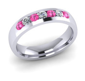 ETG135PD 4mm Channel Set Brilliant Cut Treated Pink Diamond and Diamond Eternity Ring 35pts