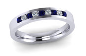 ETG136DS 3mm Channel Set Brilliant Cut Dark Blue Sapp and Diamond Eternity Ring 27pts
