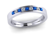 ETG136CS 3mm Channel Set Brilliant Cut Ceylon Sapphire and Diamond Eternity Ring 27pts