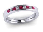ETG136PS 3mm Channel Set Brilliant Cut Pink Sapphire and Diamond Eternity Ring 27pts