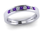 ETG136AM Channel Set Brilliant Cut Amethyst and Diamond Eternity Ring 27pts