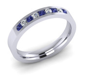 ETG136TA 3mm Channel Set Brilliant Cut Tanzanite and Diamond Eternity Ring 27pts