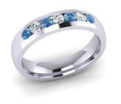 ETG136LD 3mm Channel Set Brilliant Cut Treated Blue Diamond and Diamond Eternity Ring 23pts