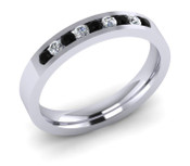 ETG136BD 3mm Channel Set Brilliant Cut Black and White Diamond Eternity Ring 27pts