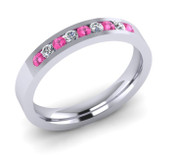 ETG136PD 3mm Channel Set Brilliant Cut Treated Pink Diamond and Diamond Eternity Ring 23pts