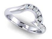 Flat Top Court 3mm Diamond Set Ring with 9 x 1.8mm diamonds, Channel Set G58