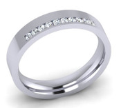Flat Top Court 4mm Diamond Ring with 10 x 1.5mm diamonds,  G129