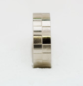 G420 Patterned Wedding Ring Chess Board Design Satin and Shiny Sections