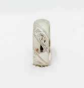 HD85G Hand Engraved Wedding Ring Alternating Sections Around the Ring