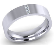 Flat Top Court 6mm Diamond Ring with 3 x 1.8mm diamonds, Channel set G63