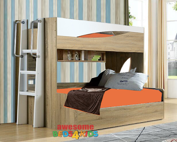 Ollie Bunk Bed is great space saving solution for all rooms. The bunk can be set up as a Single over Double as as in picture or simply a Single Bunk Bed (You decide when assembling the bunk).