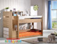 Springbrook Low Line Bunk Bed is a great option for space saving with younger kids. Awesome use of space with a bookcase and shelf with easy walk up stairs. Pull out wheel drawer at bottom step to use as a toy box. Available in Oak/White as per picture. Single Only.