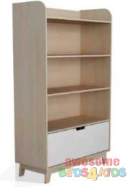 Sidney Bookcase is a slick 4-shelf and 1-drawer bookcase that is ideal for every kids bedroom.