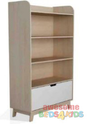 Sidney Bookcase is a slick 4-shelf and 1-drawer bookcase that is ideal for every kids bedroom.