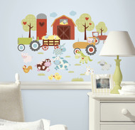 Bring a barnyard scene into any nursery or bedroom with these colorful and loving farm animals.