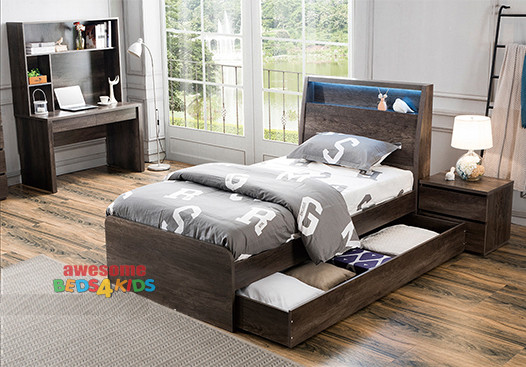 The Hamilton End Lift Bed Frame with Storage Bedhead + USB Charger & LED Lights!