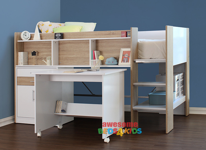 midi bunk bed with desk