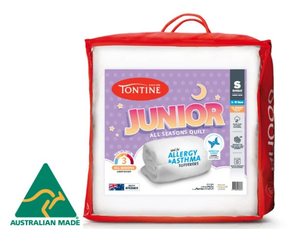 This Australian made Tontine Junior Quilt is a light weight, medium warmth quilt designed specifically for growing children.