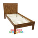 The Single & King Jayden bed is made from solid rubber wood to create a modern and strong bed.  Distressed finish in pecan brown with random gouges.