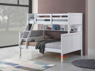 Regatta Single Over Double Bunk features a modern style bunk bed with an closed slated head and foot boards. Great shelf storage for the bottom bunk.