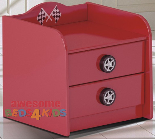 F1 Two Drawer Bedside completes your child's bedroom racing car theme. Great storage and great value for money. Available in Red, Blue and Black. Co-ordinates with most of the novelty beds.