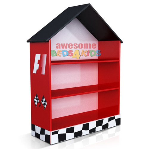 F1 Bookcase completes your child's bedroom racing car theme. Great storage and great value for money. Available in Red or Blue. Co-ordinates with most of the novelty beds.