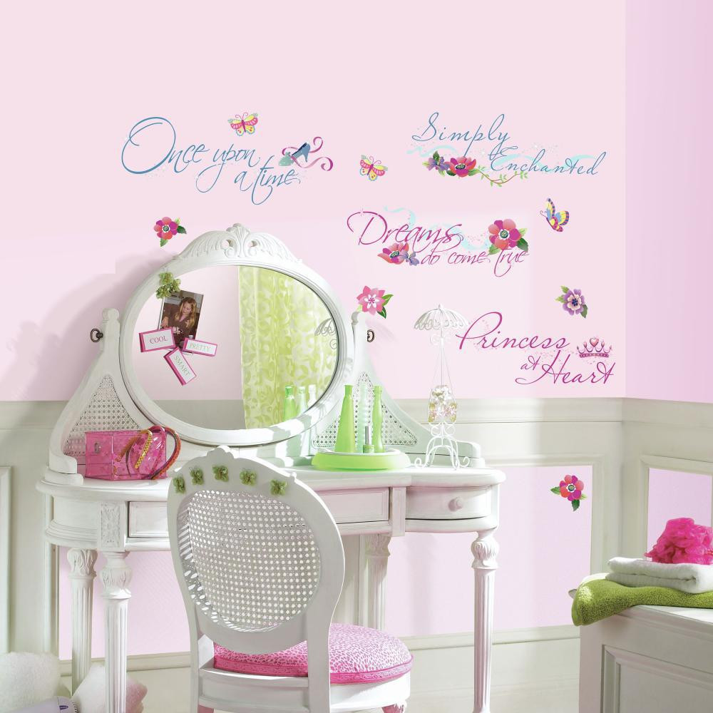 Disney Princess Quotes Wall Decals with Glitter | Wall ...