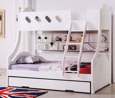 white bunk beds with double bottom