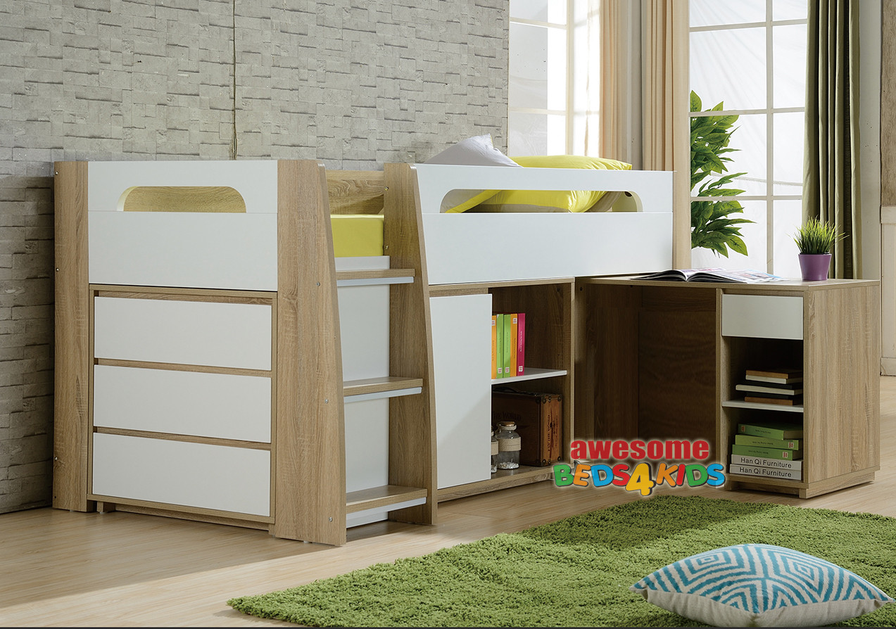 Chevron Midi Sleeper Low Bunk With Desk Low Bunk With Drawers