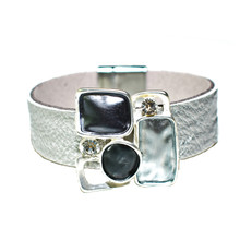 MAGNETIC LEATHER - SILVER MISTY BRACELET