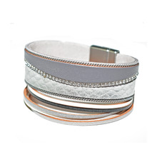 MAGNETIC LEATHER - SILVER MARISSA BRACELET