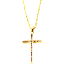 GRACEFUL GOLD PAVE CROSS NECKLACE