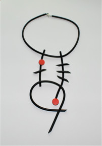 NEOPRENE ABSTRACT RED NECKLACE