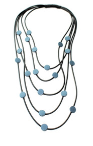 NEOPRENE FIVE STRAND BLUE NECKLACE