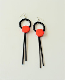 NEOPRENE RING DROP RED EARRINGS