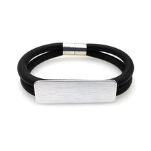 NEOPRENE & SILVER ALLOY BAR BRACELET