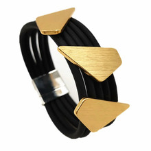 FIVE STRAND NEOPRENE & ALLOY PIECES BRACELET