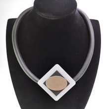 NEOPRENE & ALUMINUM BRONZE OVAL NECKLACE