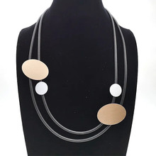 NEOPRENE & BRONZE ALUMINUM OVALS NECKLACE