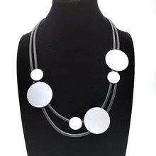 NEOPRENE & ALUMINUM CIRCLES NECKLACE