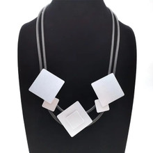 NEOPRENE & ALUMINUM SQUARES NECKLACE