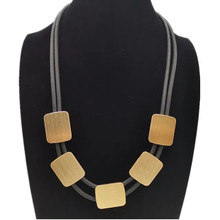 NEOPRENE & ALLOY SQUARES NECKLACE