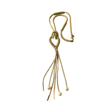 GOLD HOOP KNOT TASSEL METALLIC NECKLACE