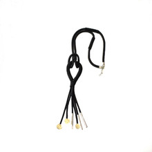 BLACK HOOP KNOT TASSEL METALLIC NECKLACE